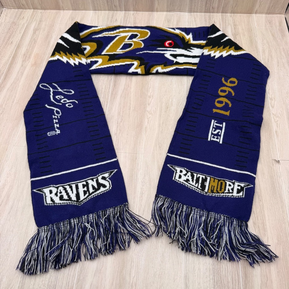NFL Baltimore Ravens Scarf Unisex OS Purple Excellent Knit Fringe Ledo Pizza
